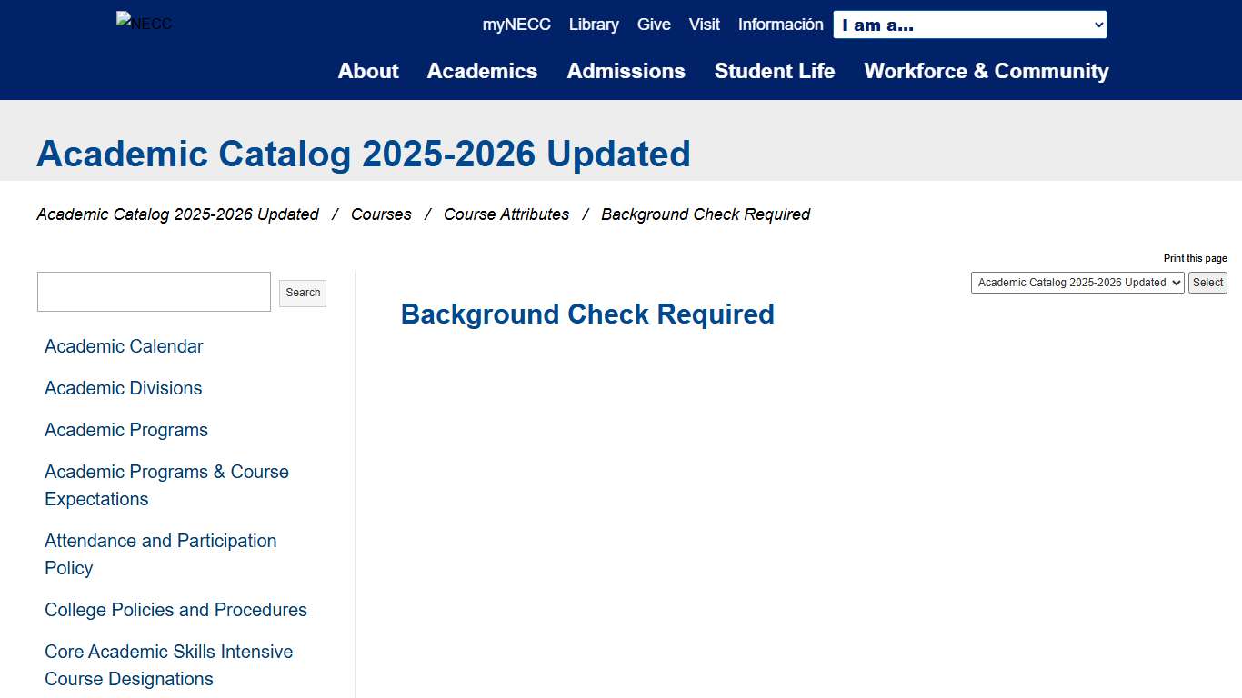 Northern Essex Community College - Background Check Required